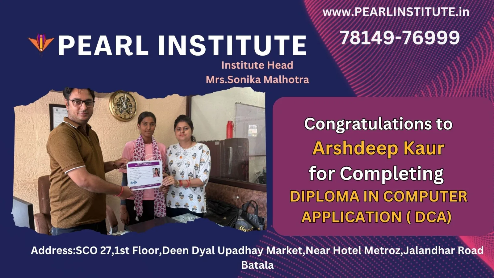 Arshdeep Kaur DCA (Diploma in Computer Application) Course