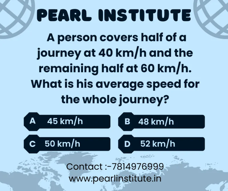 Average Speed Quiz: A Person Covers Half a Journey at 40 km/h and the Remaining Half at 60 km/h. What is the Average Speed?