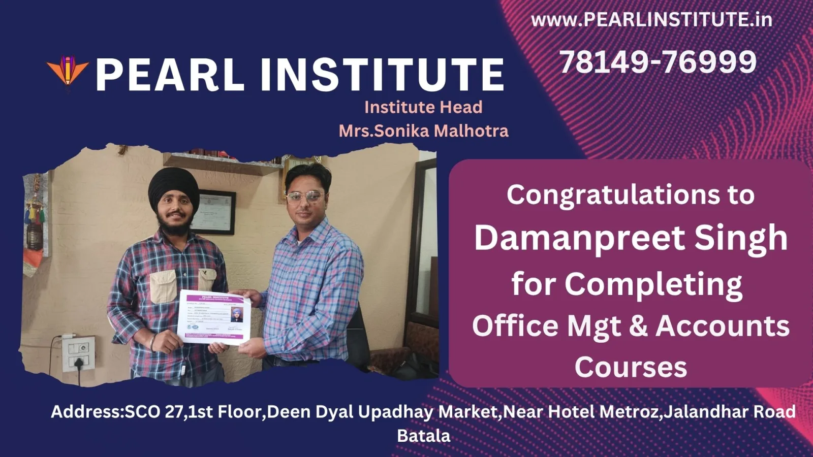 Damanpreet Singh Office Mgt & Accounts Course