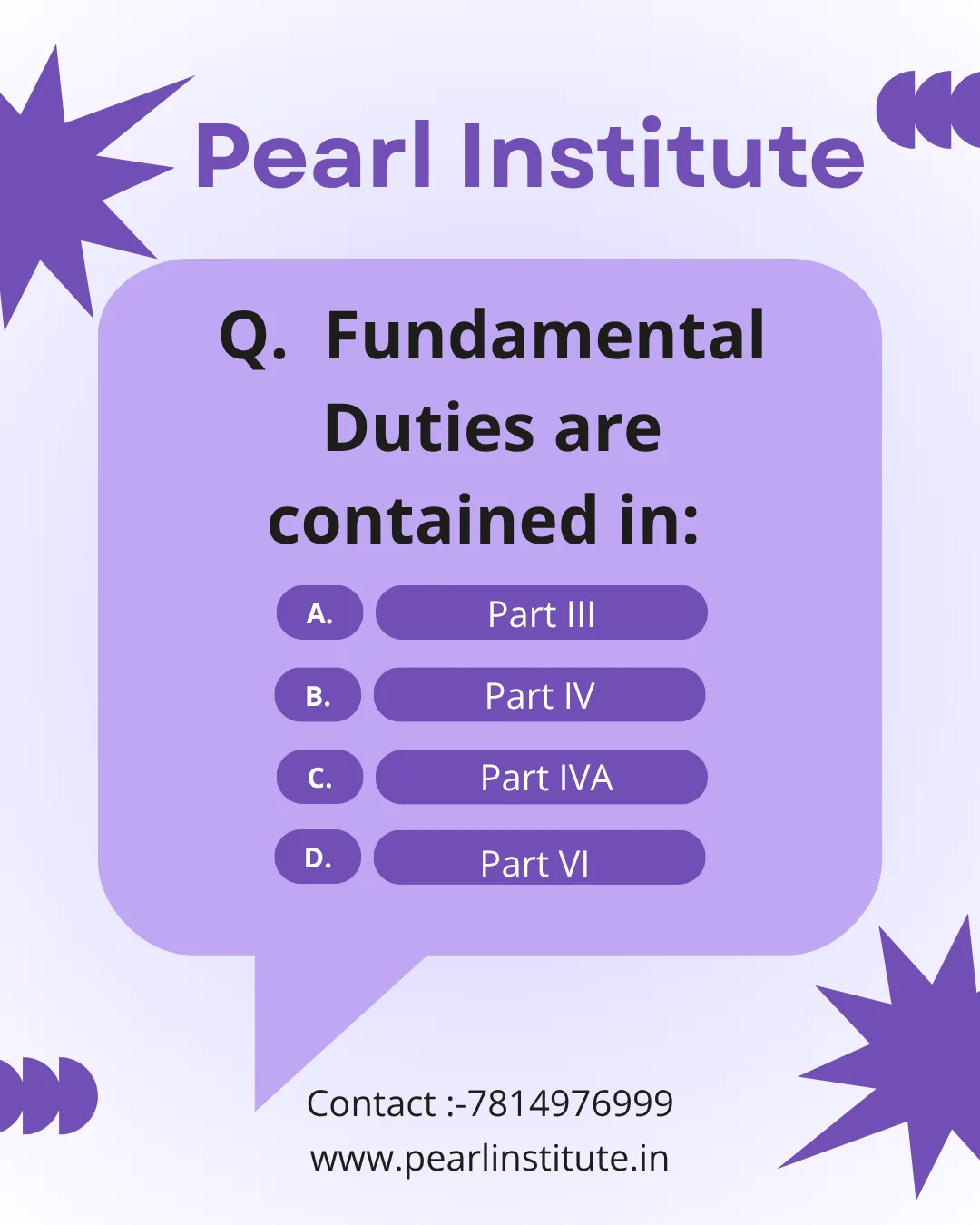 Indian Constitution Quiz: Fundamental Duties Are Contained in Which Part of the Constitution?