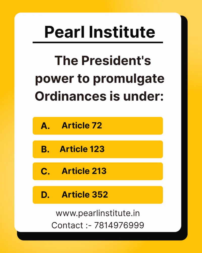 Indian Constitution Quiz: The President's Power to Promulgate Ordinances is Under Which Article?