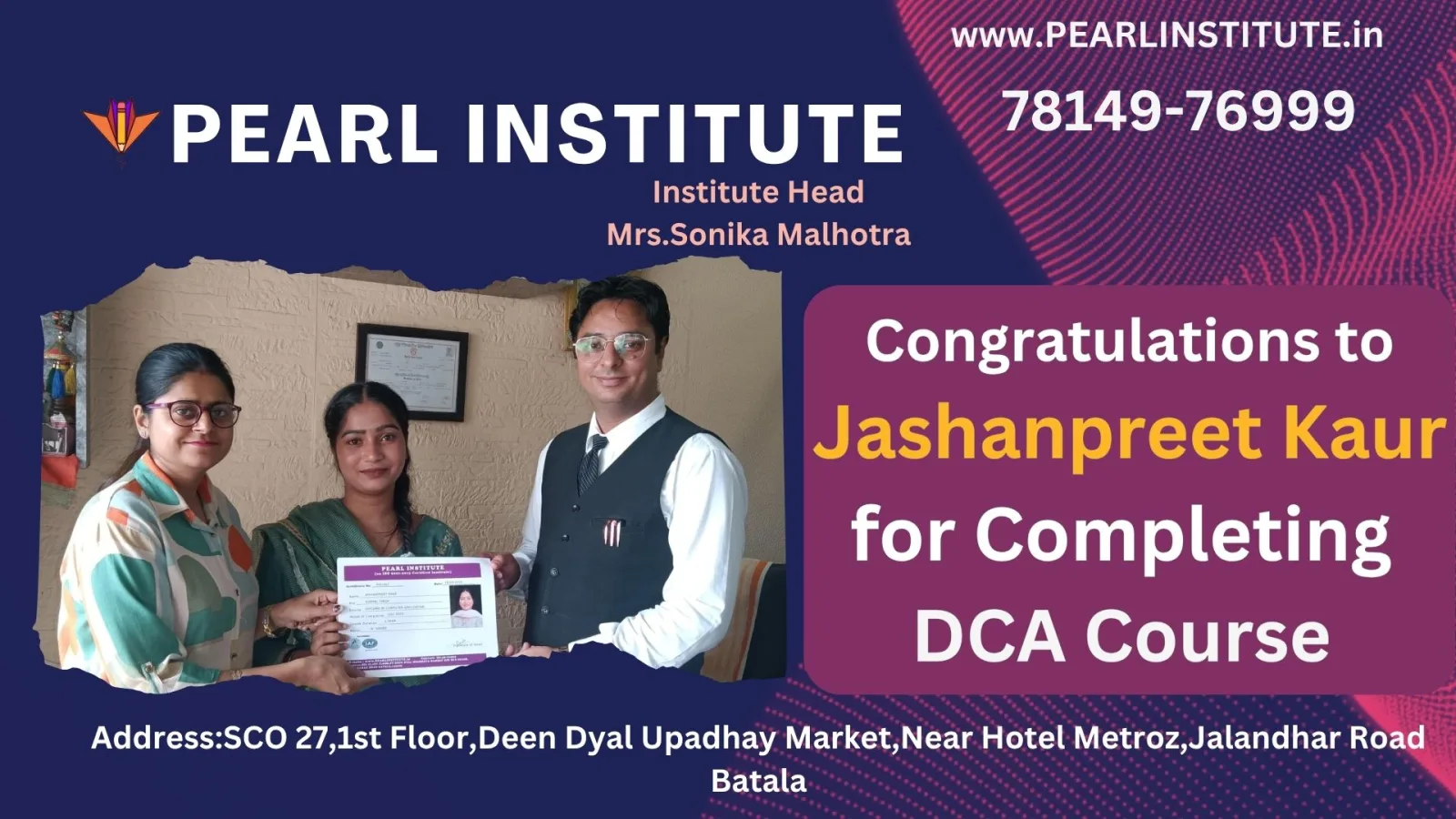 Jashanpreet Kaur DCA (Diploma in Computer Application) Course