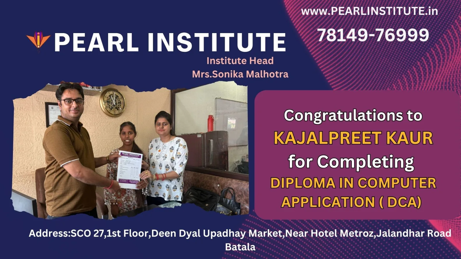 Kajalpreet Kaur DCA (Diploma in Computer Application) Course