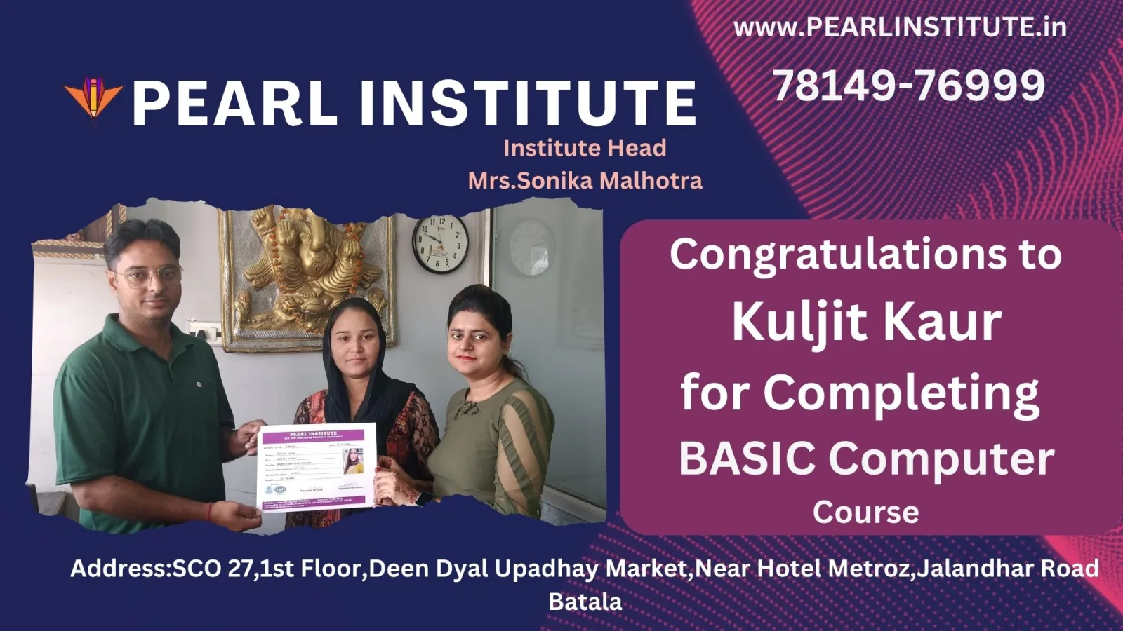 Kuljit Kaur Basic Computer Course