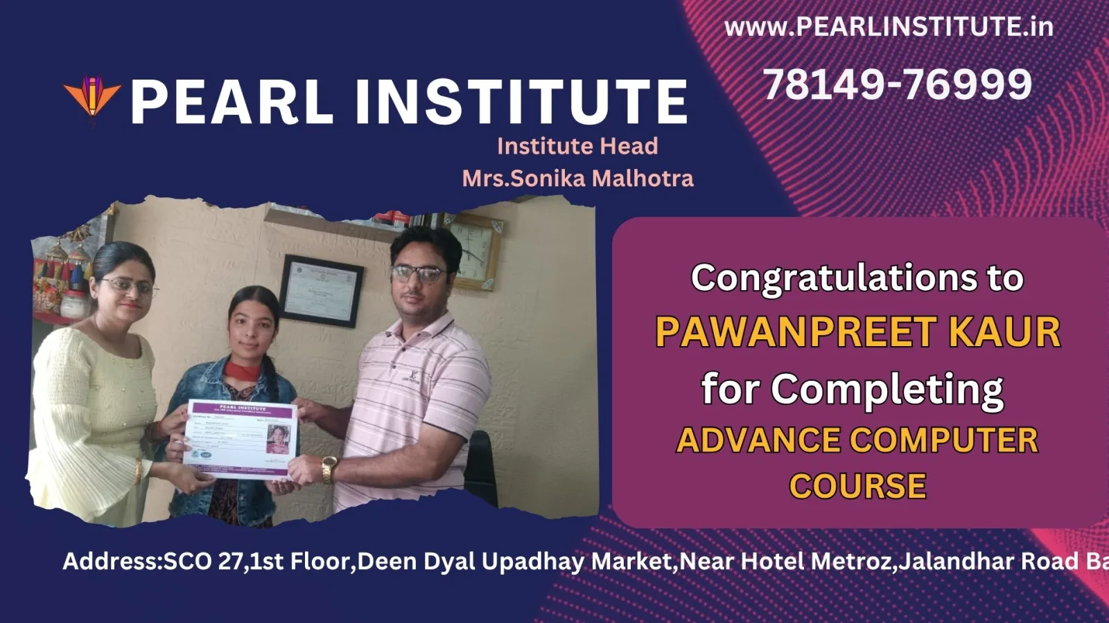 Pawanpreet Kaur Advance Computer Course
