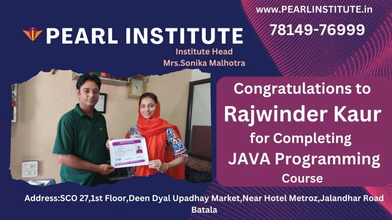 Rajwinder Kaur JAVA Programming Course
