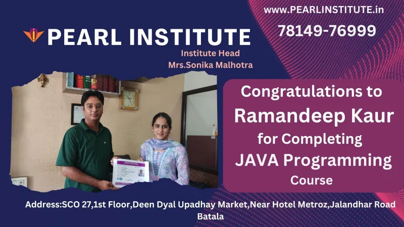 Ramandeep Kaur JAVA Programming Course