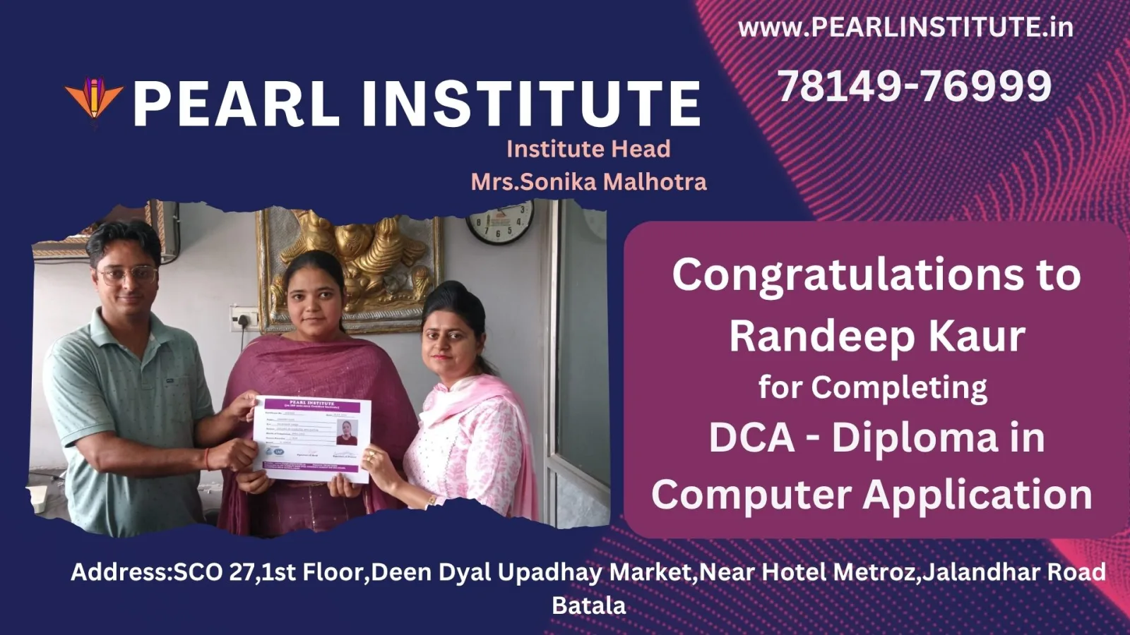 Randeep Kaur DCA (Diploma in Computer Application) Course