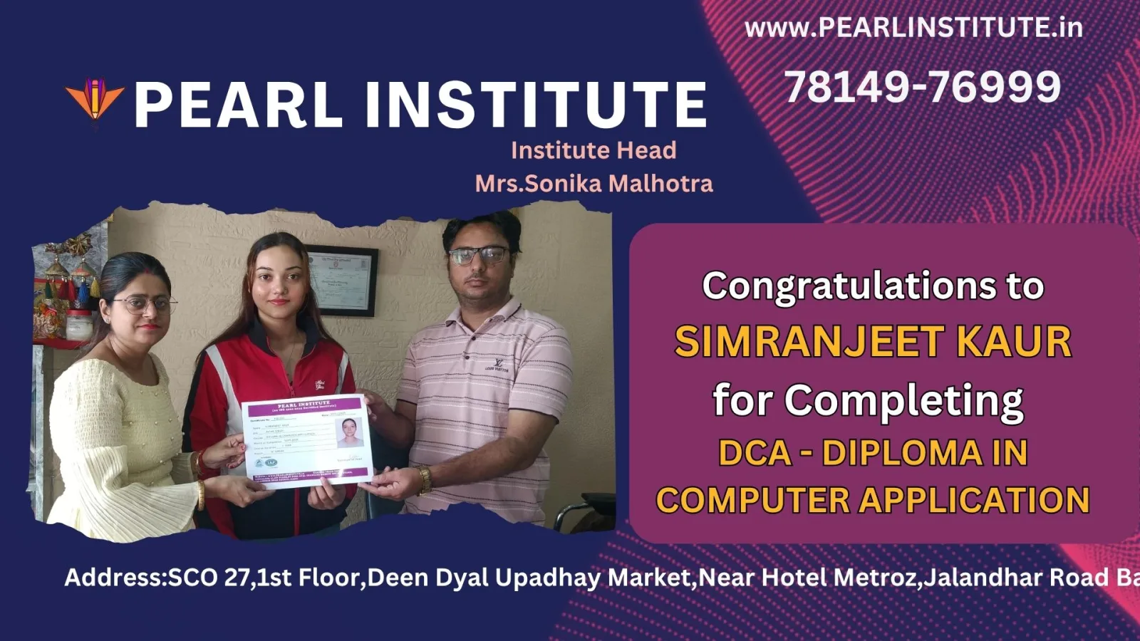 Simranjeet Kaur DCA (Diploma in Computer Application) Course