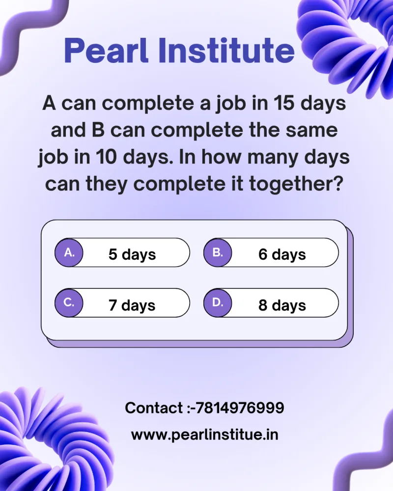 Time & Work Aptitude Quiz: A Completes a Job in 15 Days, B in 10 Days – How Many Days Together?