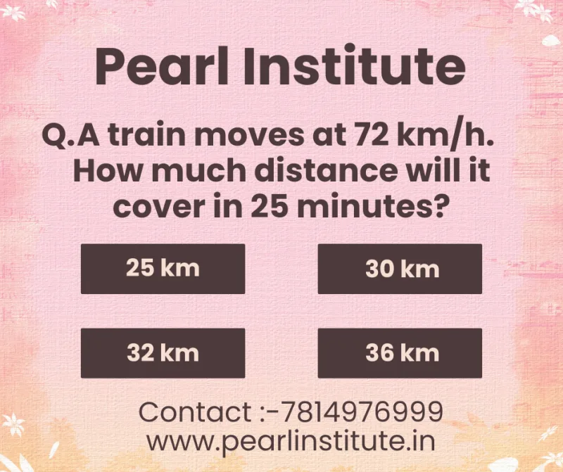 Train Speed & Distance Quiz: A Train Moves at 72 km/h – How Much Distance Will It Cover in 25 Minutes?