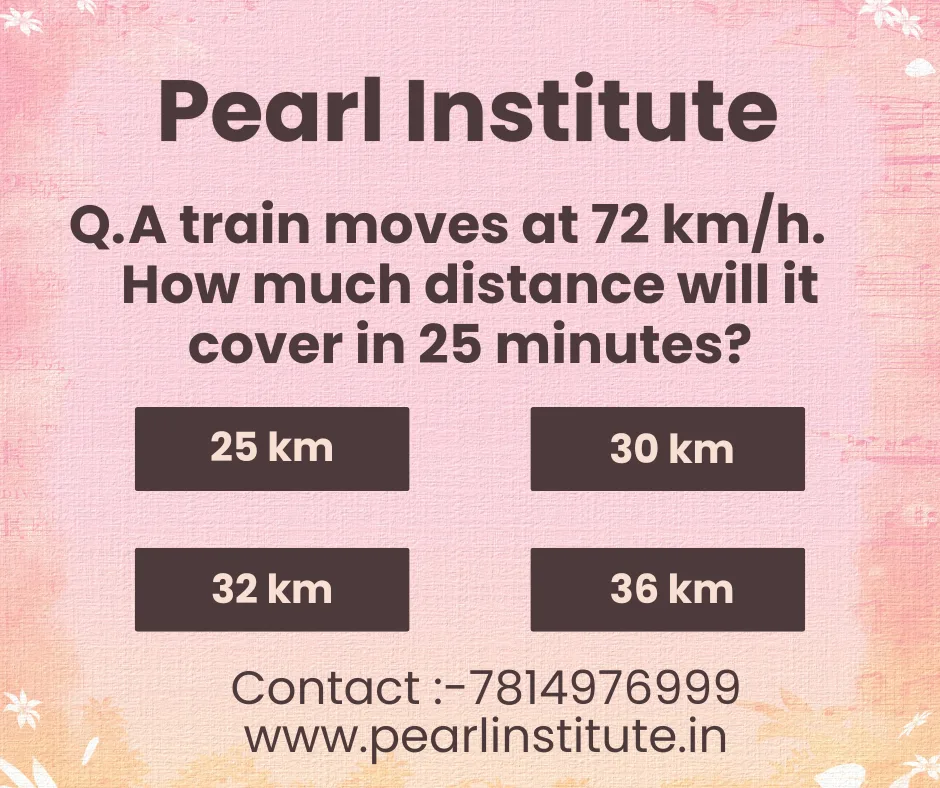 Train Speed & Distance Quiz: A Train Moves at 72 km/h – How Much Distance Will It Cover in 25 Minutes?