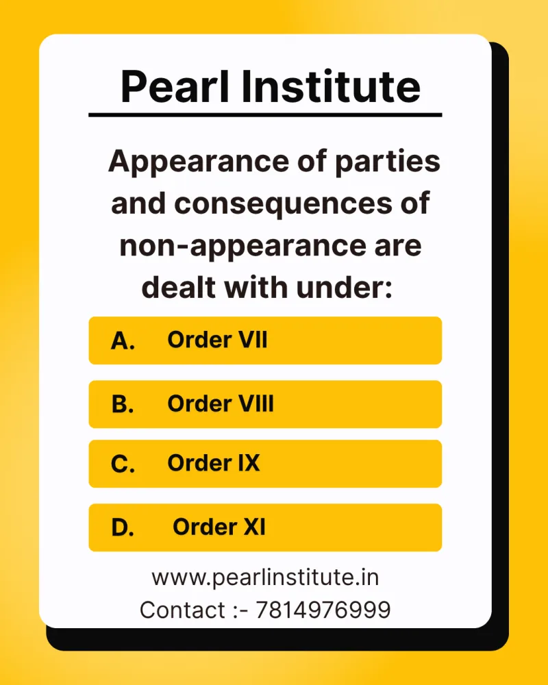 Law Quiz: Appearance of Parties and Consequences of Non-Appearance Are Dealt With Under Which Order of the CPC?
