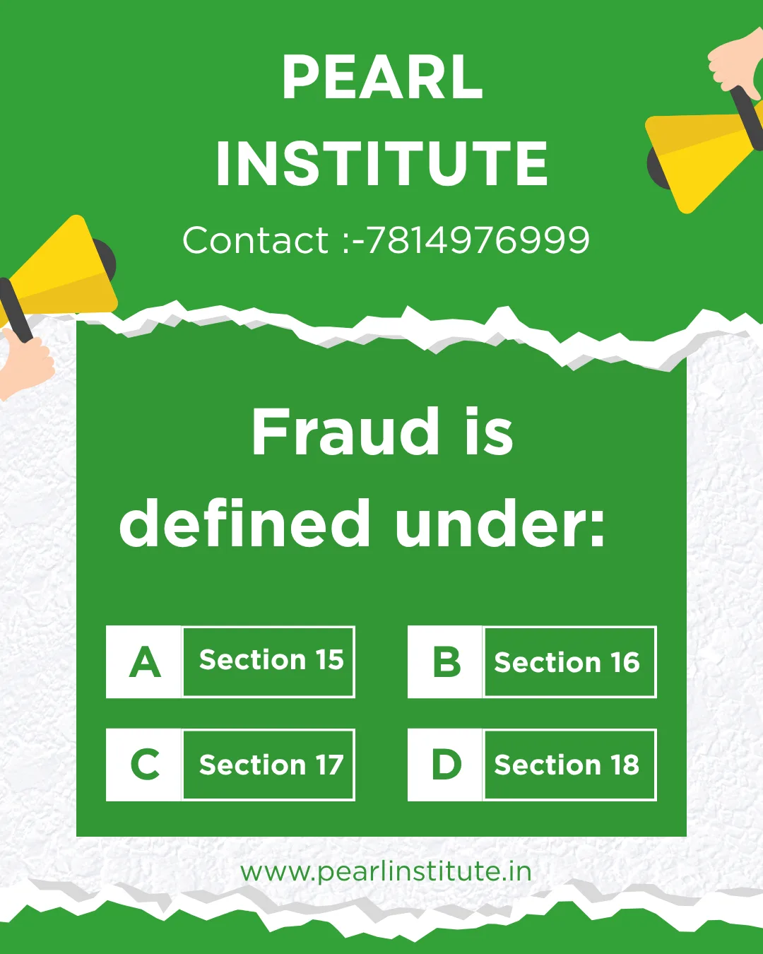Law Quiz: Fraud is Defined Under Which Section of the Indian Contract Act?