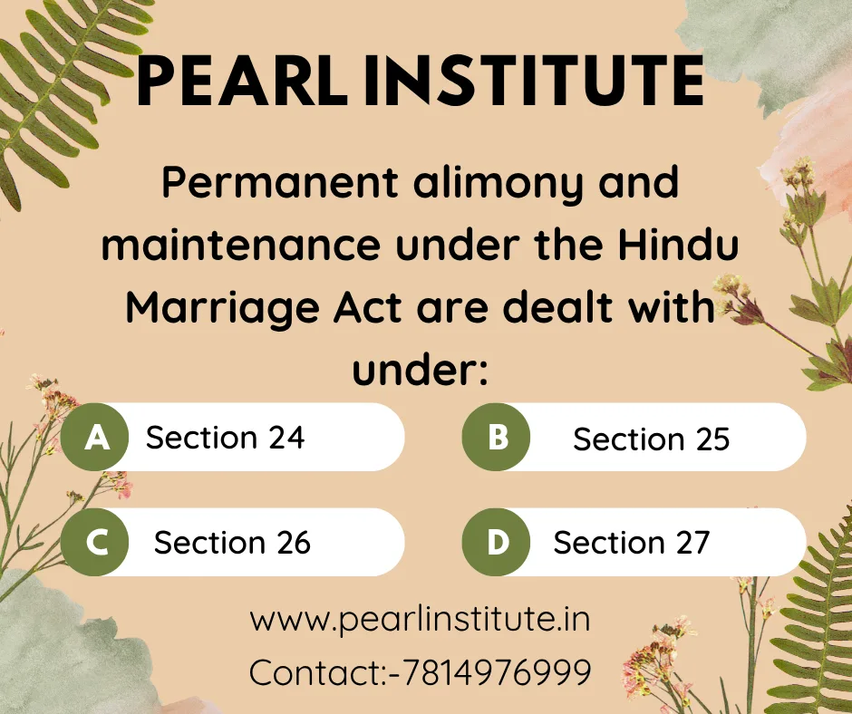 Law Quiz: Permanent Alimony and Maintenance Under Hindu Marriage Act are Dealt With Under Which Section?