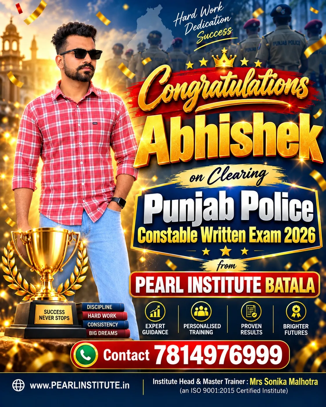 Congratulations to Abhishek for successfully Clearing Punjab Police Constable 2026 Written Exams
