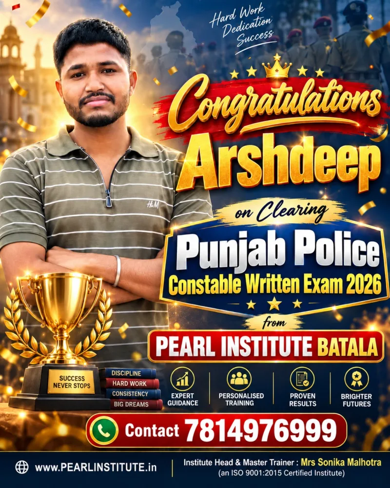 Congratulations to Arshdeep for successfully Clearing Punjab Police Constable 2026 Written Exams