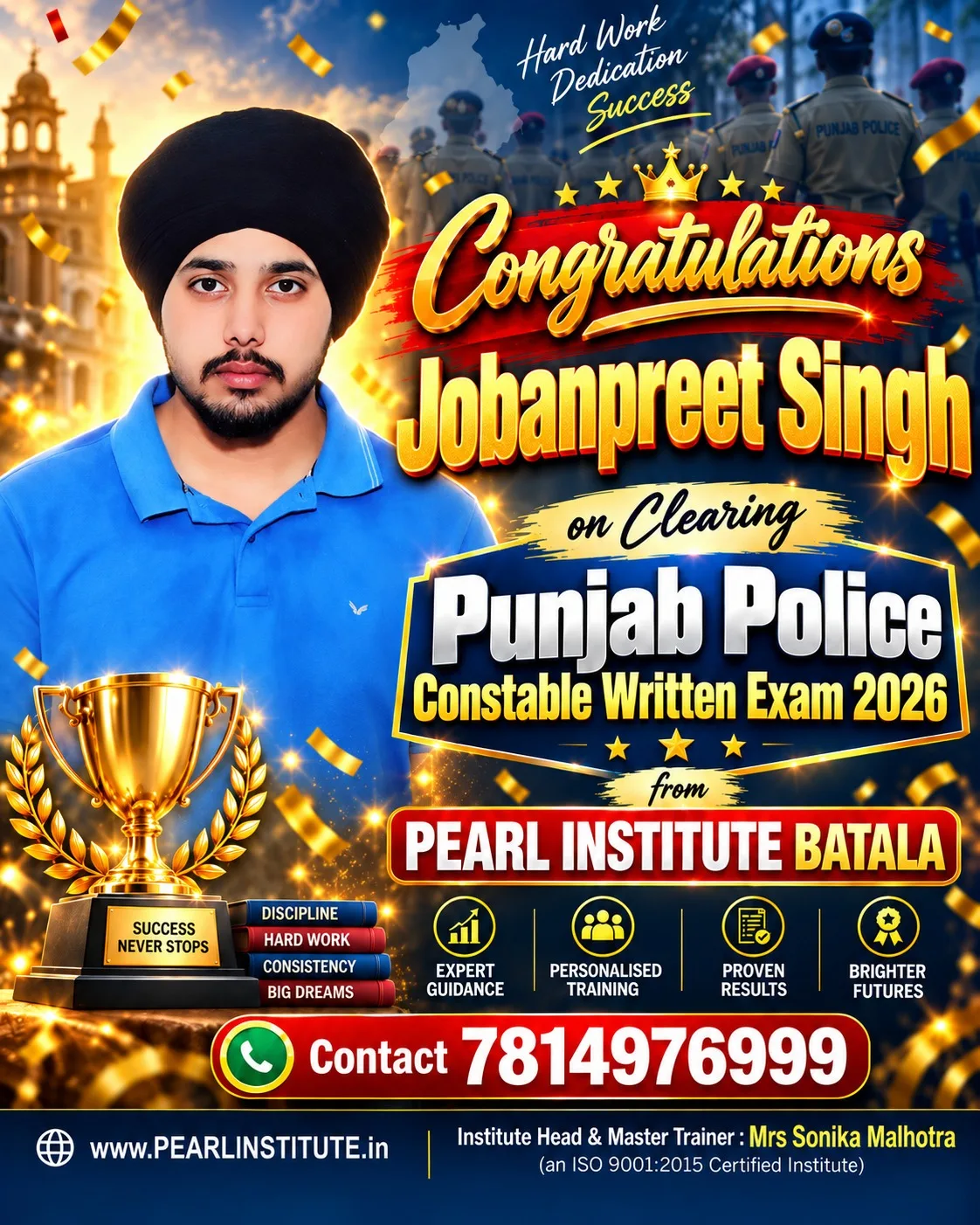 Congratulations to Jobanpreet Singh for successfully Clearing Punjab Police Constable 2026 Written Exams